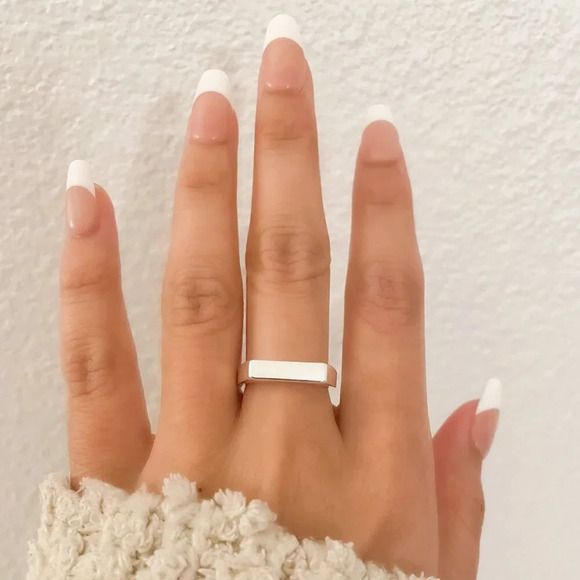 925 Sterling Silver Bar Ring Minimalist Ring Band Dainty Ring Silver Bar Ring - Picture 6 of 9